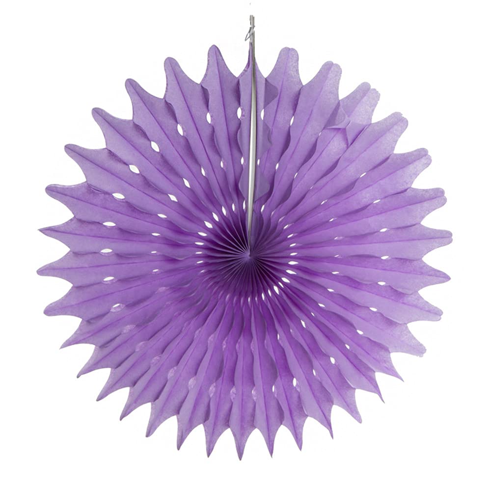 ANCLLO 10pcs 35cm Hollow Paper Fans Set Hanging Ceiling Wall Decor Party Supply Photo Back Drop, Purple