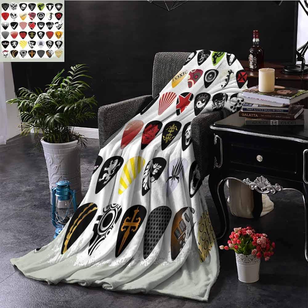 Super Soft Lightweight Blanket Rock Music,Guitar Picks Various Designs Skulls Crosses Stripes and Stars Rockstar Lifestyle,Multicolor,Custom Blankets for Bed Couch Chair Camping 35"x60"