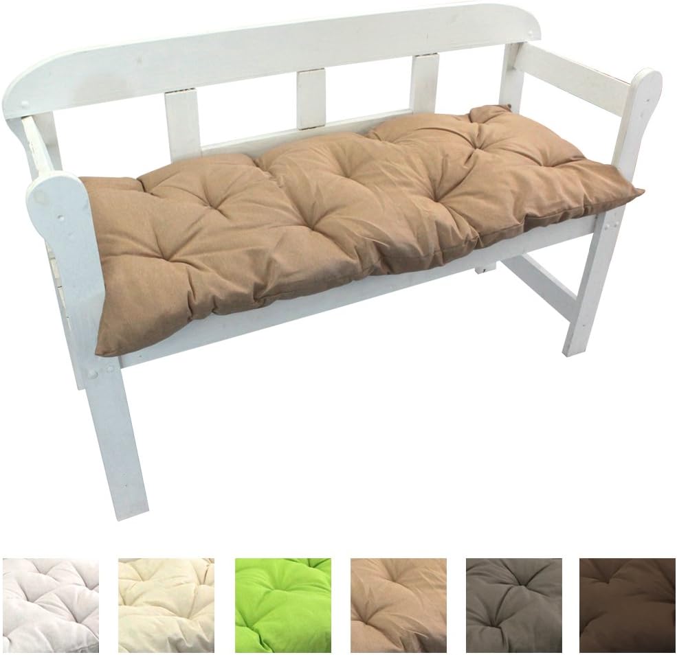 Bench seat pad plain seat cushion for benches and garden swings 8 cm thick, Colour:Beige, Size:120 x 50 x 8 cm