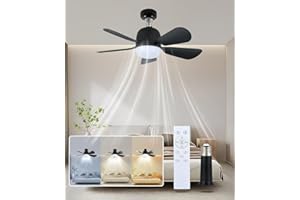 HOCINDERAL Socket Fan Light, Ceiling Fan Light with Remote, 1800 Lumen 3 Color 3000K to 6500K Timer 5 Speed Adjustable Black Socket Fan Lights, Fan Light Bulb Screw in Ceiling Fan for Bedroom Living Room Kitchen