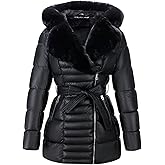 Bellivera Womens Plus Size Puffer Coats Sherpa-lined Jacket Thicken Overcoat with Hood