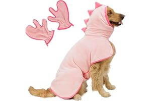 Pawyee Super Soft Fast-Drying Dog Towel Set for Cold Weather, Beach, Pool - Adjustable Microfiber Bath Robe with Drying Glove