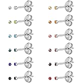 12 Pairs Ear Piercing Stud Earrings, Surgical Stainless Steel Multicolor Cubic Zirconia Birthstone Stud Earrings for Ear Piercing Guns