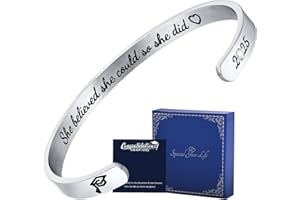 Hisatan Graduation Teacher Appreciation Mother Gifts for Women, Inspirational Mom Bracelet Gifts Silver Cuff Bangle Womens Bracelet, Stainless Steel Zirconia Jewelry Class of 2025 for Her