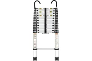Telescopic Ladder, 20.34FT Aluminum Telescoping Ladder with Stable Hook and Non-Slip Feet, RIKADE Portable Extension Ladder for Household and Outdoor Working, 330lb Capacity