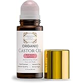 Grandma Flo's Naturals Organic Castor Oil with Rose Quartz Roll On For Face and Body - Glass Bottle, Cold Pressed, Hexane Free, Unrefined - Stimulate Hair Growth, Moisturize Skin (50ml)
