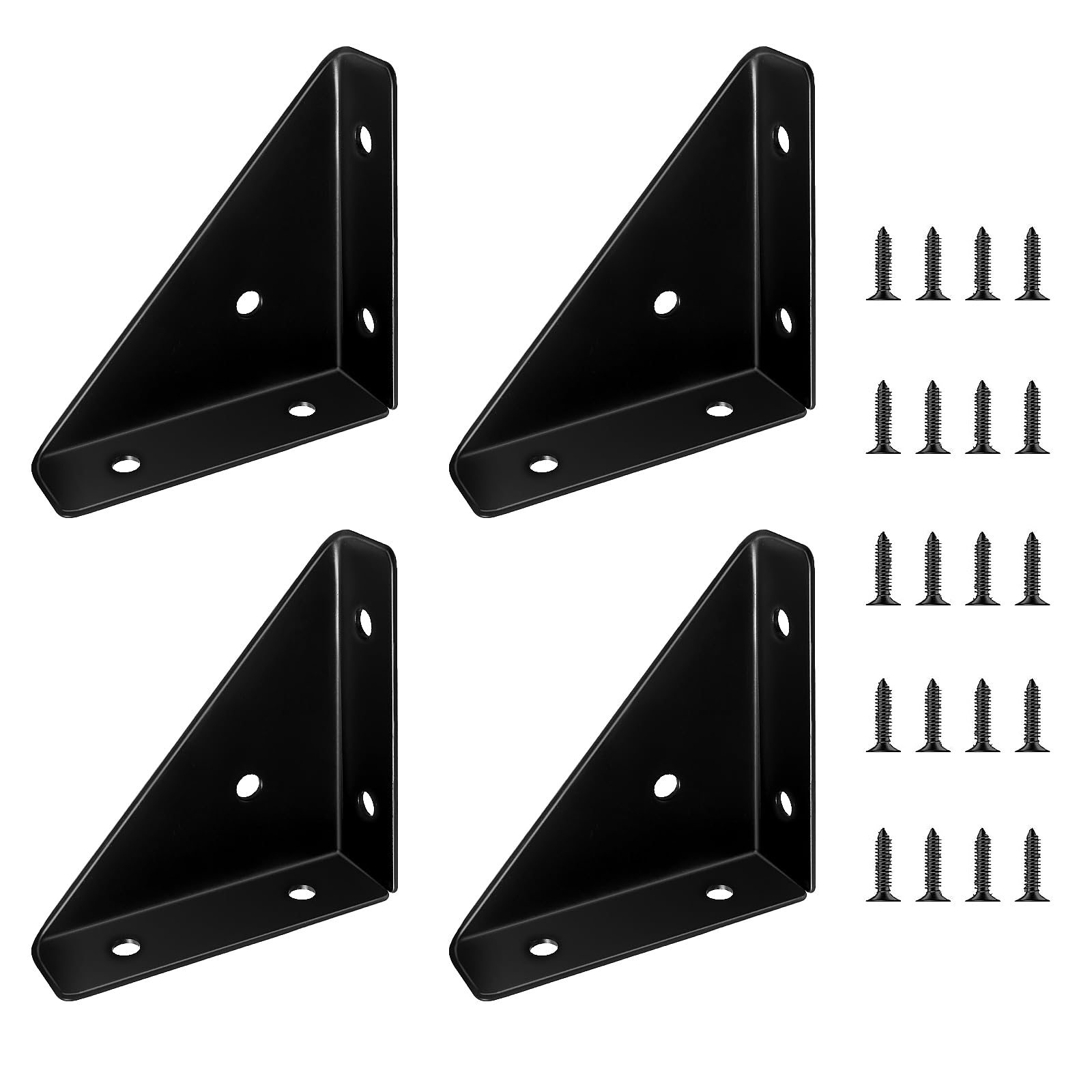 Corner Brackets for Wood, 4 Pcs Bed Corner Support with 20 Pcs Screws Furniture Corner Connector Universal Triangle Stainless Steel Angle Brackets