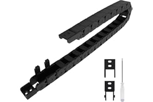 LMioEtool R28/38 15mm x 20mm(Inner H x Inner W) Black Plastic Cable Wire Carrier Drag Chain 1M Length for CNC, with End Connectors - Semi Enclosed Type (Inner Side openable)