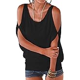 LEIYEE Womens Summer Cold Shoulder Tops Short Sleeve T Shirts Pullover Sexy Casual Dolman Blouses