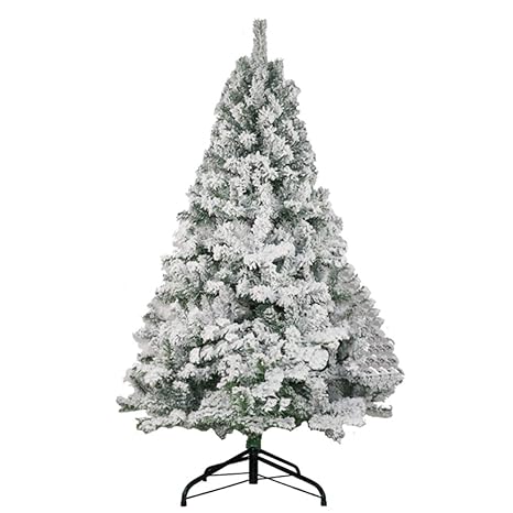 Zzaini Fallender Schnee Beflockung Weiß Künstliche Weihnachtsbaum,Verbreiterung der verschlüsselung Weihnachtsbaum Mit Metall