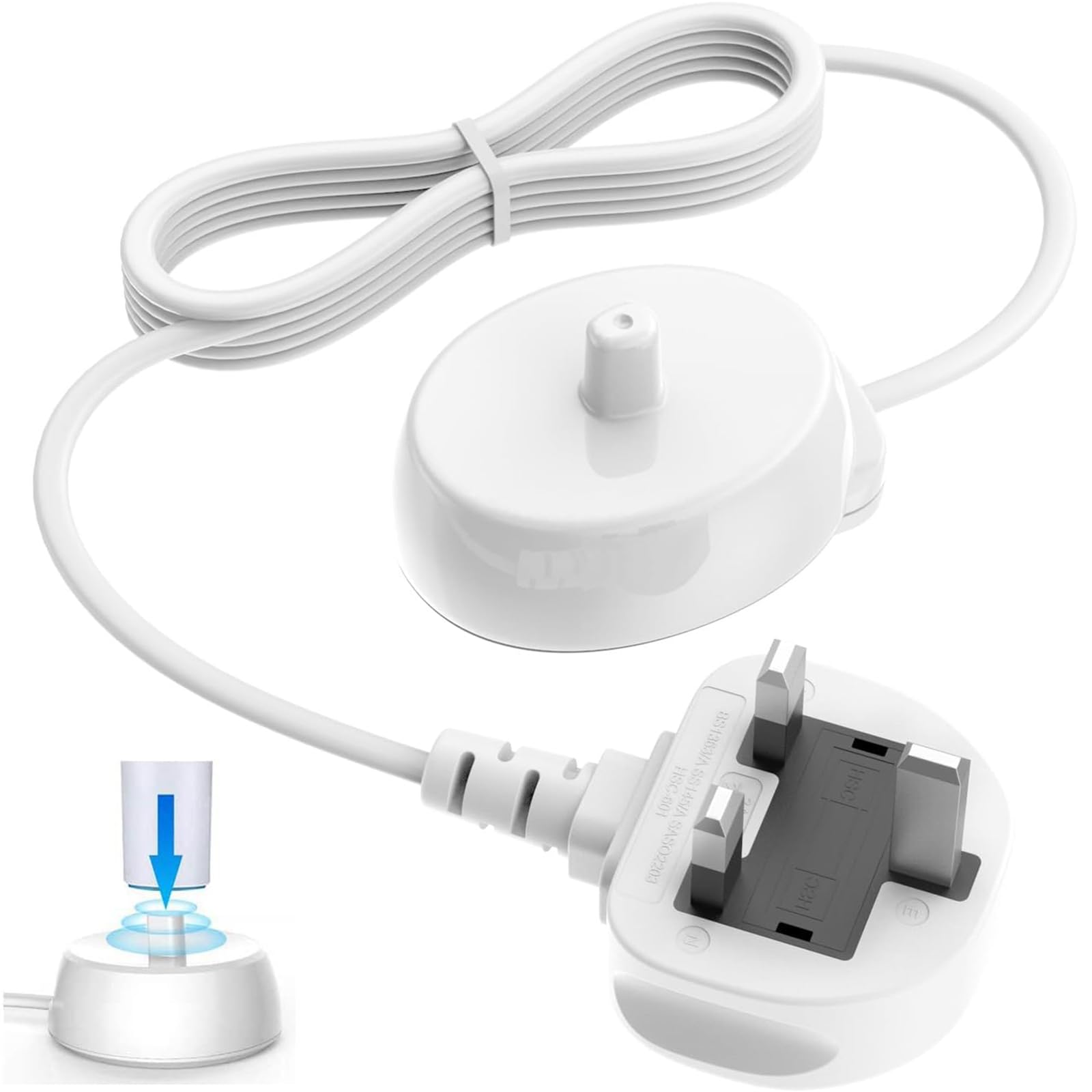Electric Toothbrush Charger for Braun O-ral B, UK Plug Inductive Electric Toothbrush Charger Replacement Base Compatible with Braun Oral B Type 3757 Charging Base Travel Toothbrushes Charging Adapter