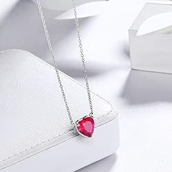 July Birthstone Tiny Necklace Hearts Love Pendant