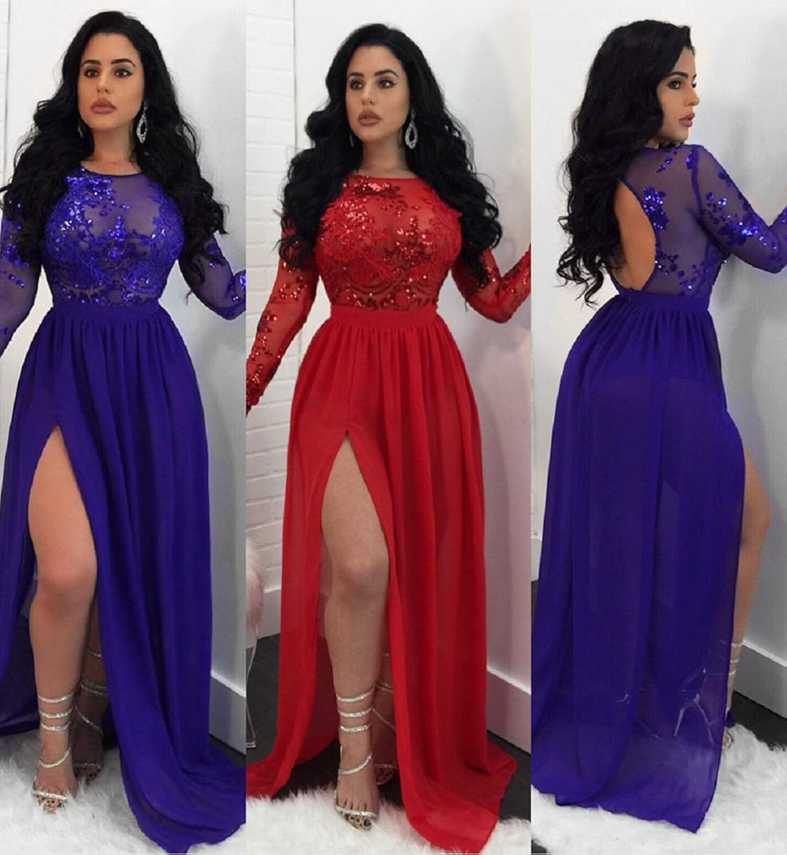 mesh sequin maxi dress