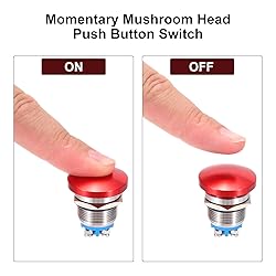 MECCANIXITY 2PCS 3A 16MM 5/8" Momentary Mushroom