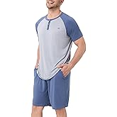DAVID ARCHY Men's Pajamas Set Summer Cooling Loungewear Ultra-Soft Pjs Ligtweight Short Sleeves Shirts and Shorts Sleep Sets