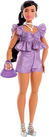 Barbie Deluxe Style Doll #8 Metallic Purple Outfit with Sparkly Shorts view 5