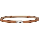 Horsopia Women Skinny Leather Belt Thin Waist Belt with Adjustable Alloy Turn Lock Buckle Dresses Jeans Coats