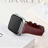 Slim Genuine Nappa Leather Bands Compatible with Apple Watch Band 38mm 40mm 41mm 42mm 44mm 45mm 46mm Women, Sweatproof Ultra Soft Leather Replacement Straps for iWatch Ultra/SE/1/2/3/4/5/6/7/8/9/10/11