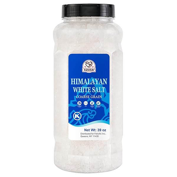 52USA HIMALAYAN WHITE SALT COARSE, SEA SALT FOR GRINDER REFILL, 39 OZ (2.4 POUND), PURE NATURE HIMALAYAN SALTS, COARSE SALTS PERFECT FOR COOKING, BBQ, BAKING, KOSHER SALT