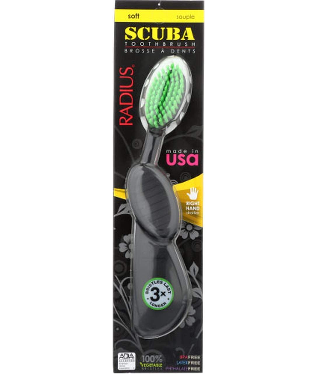 RADIUS Right Hand Toothbrush, Soft Bristles with FlexNeck Technology