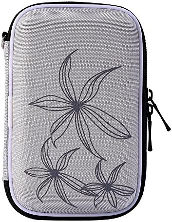 Portable Hard Drive Case - Silver color with flower pattern