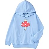 Ritatte Girls Cute Mushroom Frog Sweatshirt Kawaii Long Sleeve Hoodie Pullover Tops with Pocket Kids Aesthetic Clothes 7-13Y