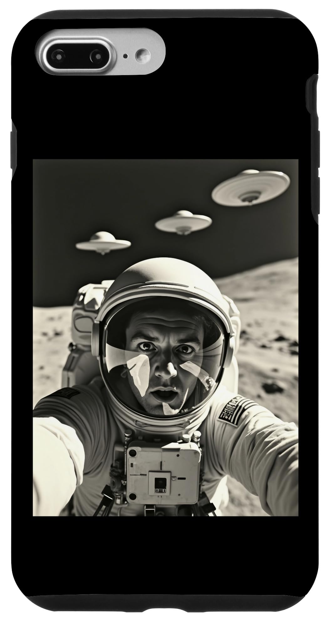 Funny astronaut Selfie with UFOs Weird Alien Case for iPhone 7 Plus/8 Plus