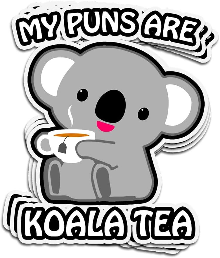 Amazon Com Viraltee 3 Pcs Stickers My Puns Are Koala Tea Quality Pun Animal 4 3 Inch Die Cut Decals For Laptop Window Kitchen Dining