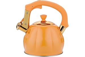 LAZNEYRU Stainless Steel Tea Kettle for Stove Top Teakettles Stovetop Whistling with Heat Proof Ergonomic Handle 2.5 Quart