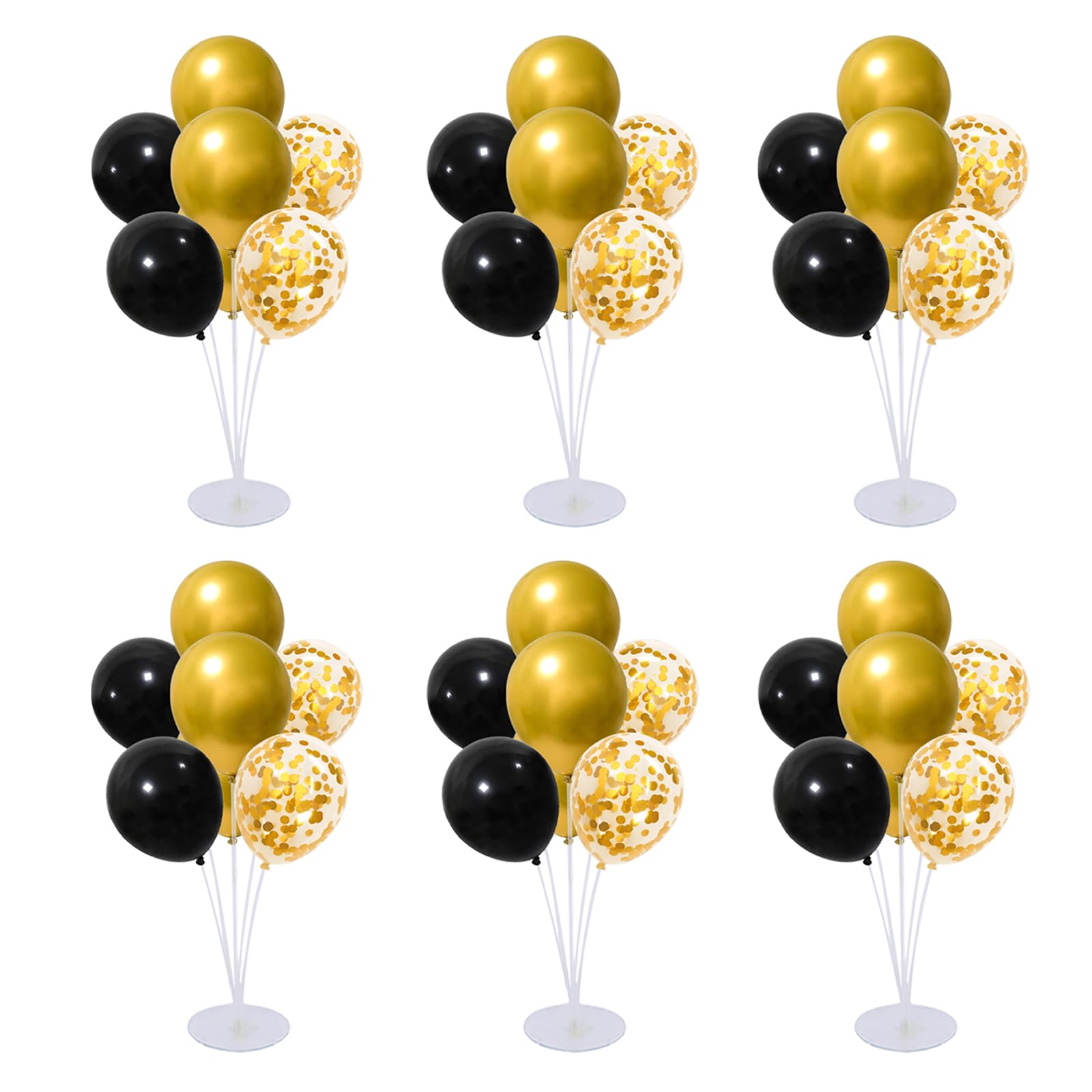 Photo 1 of 6 Set Balloon Stand Kit for Table Centerpieces With Balloon and Base Party Decorations for Birthday Wedding Retirement Graduation Baby Shower (Black Gold)