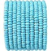 BEADIA Natural Blue Turquoise Disk Stone Beads 4x2mm 160pcs Rondelle Loose Semi Gemstone Beads for Jewelry Making Design