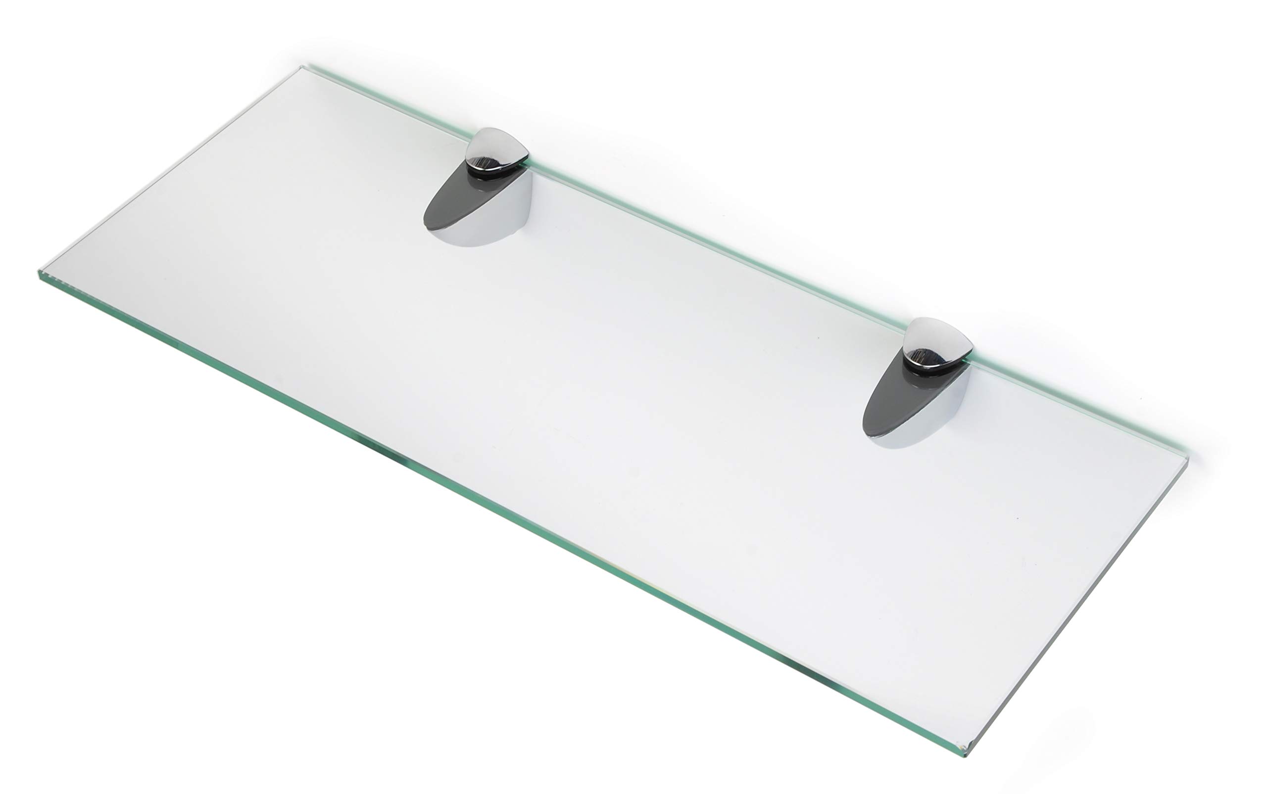BSM Marketing 6mm Thick Toughened Glass Shelves With Large Chrome Finish Shelf Supports 600mm, 500mm and 400mm (1, 400mm x 150mm)