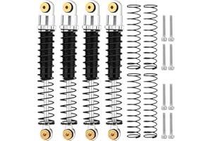 Pothyes Aluminum Long or Regular Threaded Shock Adjustable Absorber Oil Damper for Axial SCX24 FMS FCX24M AX24 1/24 RC Crawler Car Upgrade Parts (silver, 53mm)