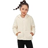 QPANCY Girls Fuzzy Sherpa Coat Full Zip Hoodie Fleece Jacket with Pockets Fall Winter Outwear