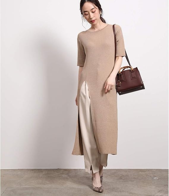 Amazon ロペ Rope ラメニットワンピース ワンピース チュニック 通販