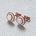  DwearBeauty Rose Gold Plated Stud Cubic Zirconia and Opal Earrings (Round-Shape Rose Gold)