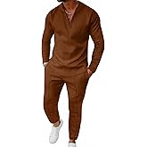 Bealin Mens Track Suits 2 Piece Long Sleeve Zip Polo Shirts & Sweatpants Textured Athletic Sweatsuit Casual Joggers Sets