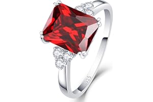 Yaresul 3.5ct Simulated Gemstone Ring 925 Sterling Silver 10x8mm Radiant Cut Sapphire|Emerald|Amethyst|Cubic Zirconia Ring Birthstone Rings for Mothers Valentines Thanksgiving Day Size 5-10