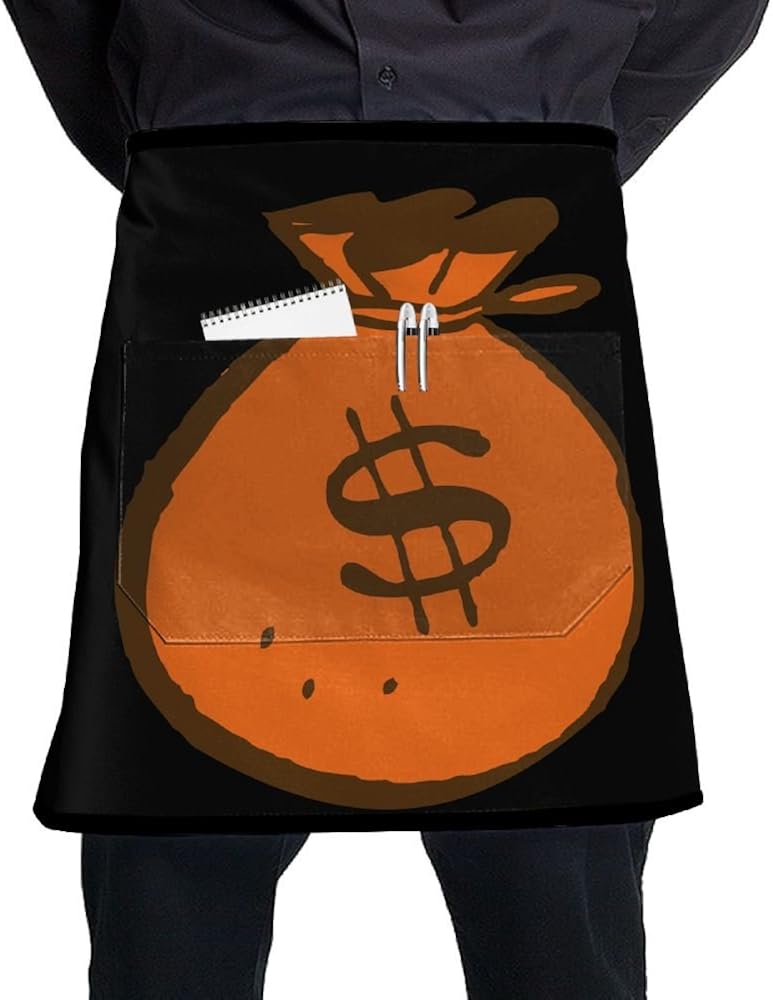 Money Bag Full Of Dollars Apron with Pocket Short Half