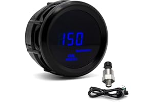 SINCO TECH Car Digital Oil Pressure Gauge 52mm Blue LED Automobile Meter… (Oil Press Gauge(New Sensor))