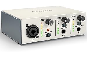 Synido USB C Audio Interface for Recording Music, Streaming, Podcasting with XLR, Line Input, 24bit/48kHz, 48V Phantom Power,