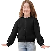 Girls' Cardigan with Button Loose Long Sleeve Shrug Sweaters Cropped Uniforms Kids Knit Sweater Outerwear