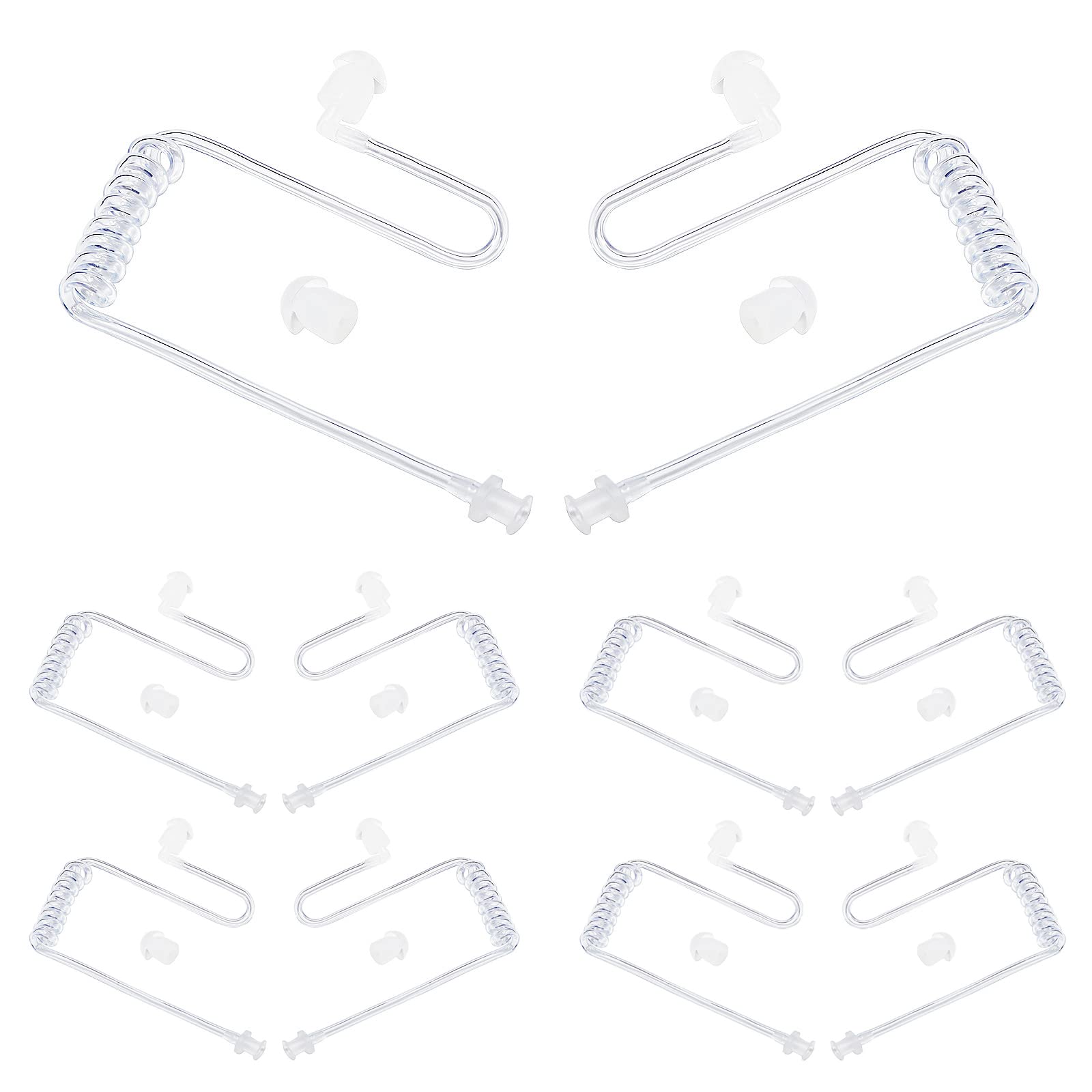 HYSHIKRA Replacement Covert Acoustic Air Coil Audio Tube Compatible with Motorola Kenwood Baofeng Walkie Talkie FBI Security Earpiece Headset (Transparent, 10 Pack)