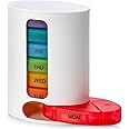 MEDca Weekly Pill Organizer, 1 Dispenser, 7 Stackable Multi-Color Compartments Four Times-a-Day - Morning, Noon, Evening, and Bedtime, White