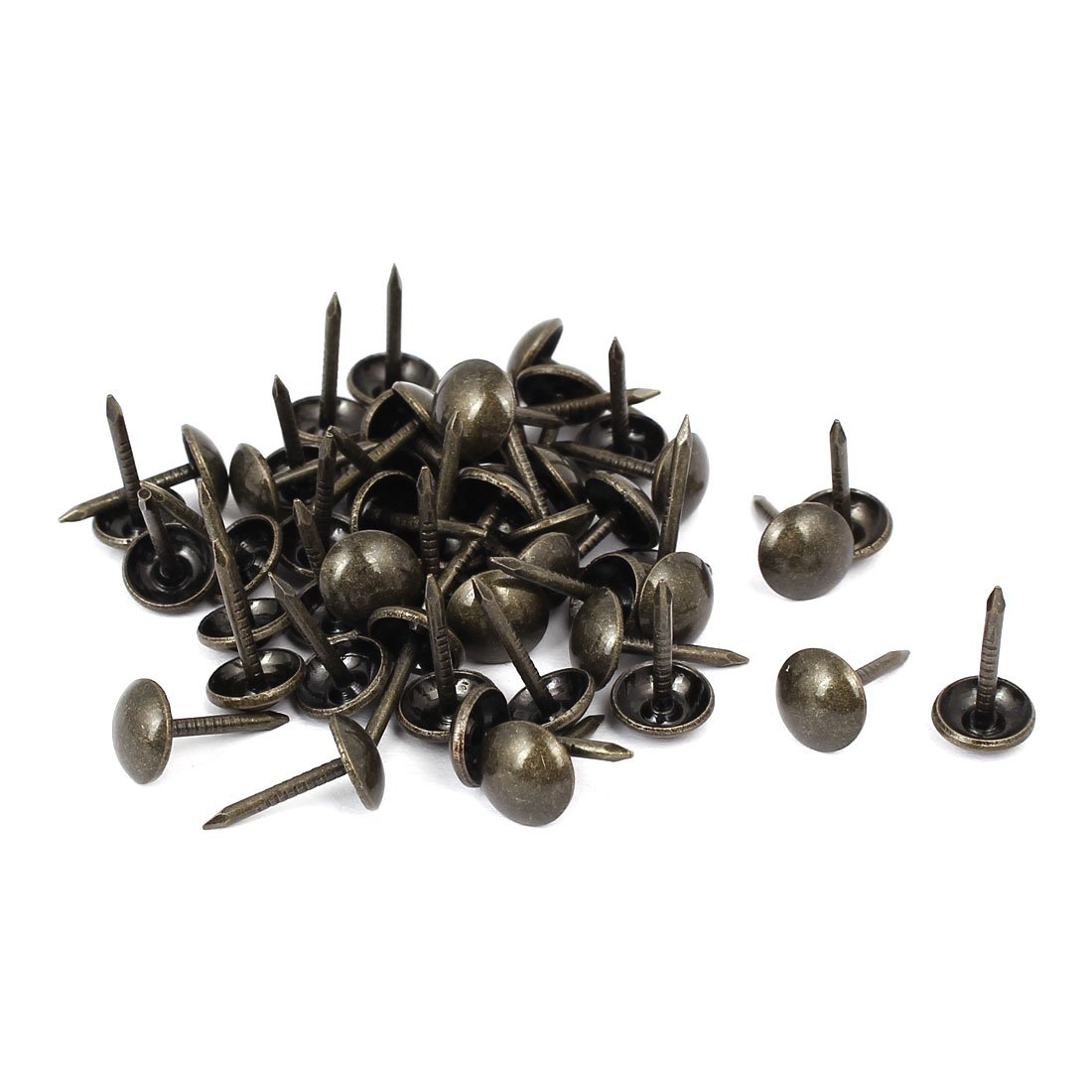 sourcingmap Leather Sofa 8mm x 15mm Round Head Upholstery Tack Nail Bronze Tone 50pcs