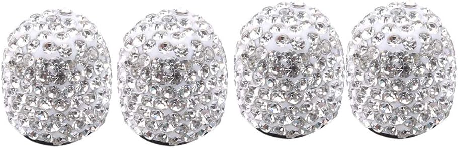 LIGHTBLUE 4 Pcs/Set Valve Caps Crystal Bling Shining Bullet Style Valve Stem Caps Car Tire Bike,white