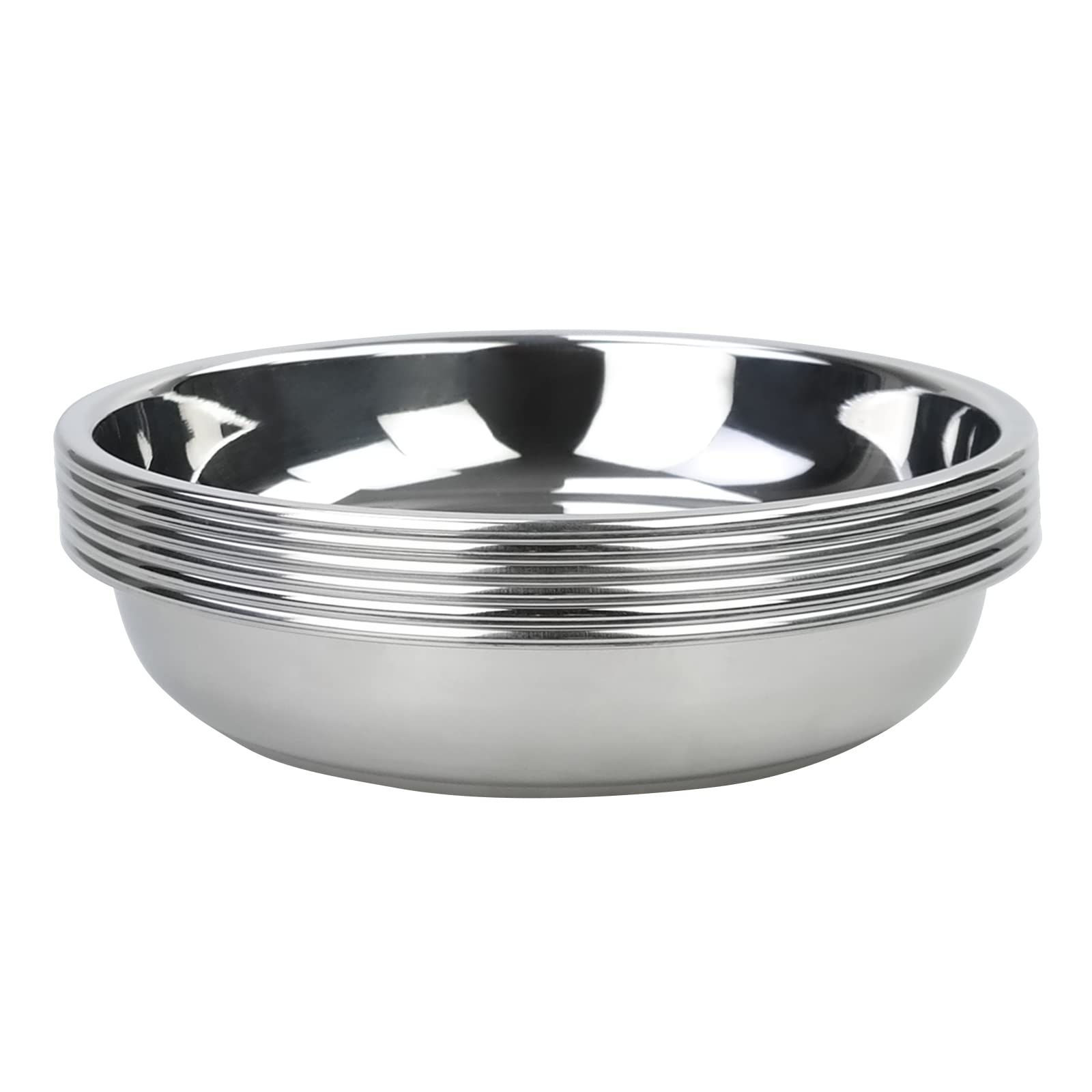 Hespama 6 Pack Round Dinner Serving Dishes Plate Stainless Steel