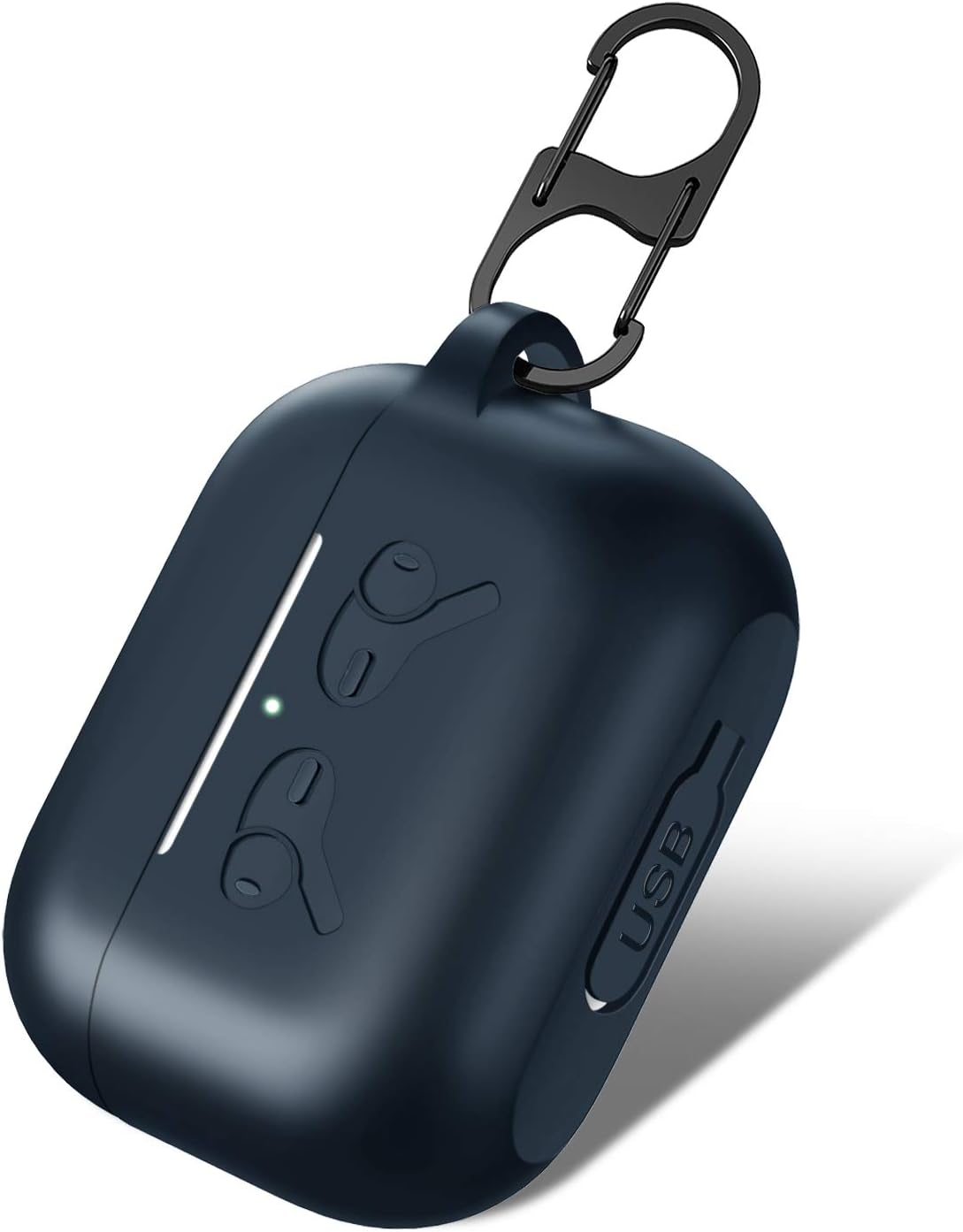 Silicone Protective Case Cover for AirPods Pro with Carabiner Keychain, Apple AirPods Pro Accessory, Midnight Blue (3 Color Options)