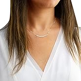 Metzakka Handmade Necklace Gift Ideas for Women (pearl bar necklace rose gold)