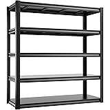 cynnda 48" Wide Storage Shelves Heavy Duty Metal Garage Shelving Unit Load 3000LBS 5 Tier Adjustable Garage Storage Racks Stu